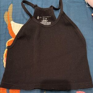 FP Movement by Free People Black Ribbed Crop Top